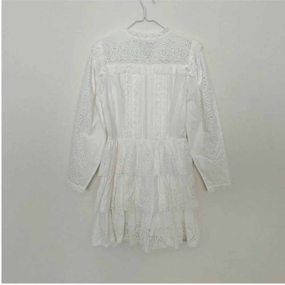 Ulla Johnson Aster Long Sleeve Tiered Ruffle Mini Dress White - Picture 5 of 12